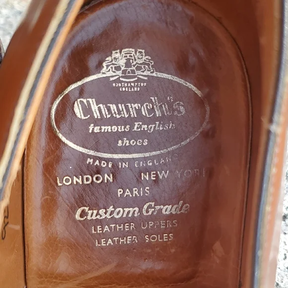 Church's Custom Grade Shannon Classic Brown Leather Derby Men's Shoes 9.5 - Picture 11 of 16